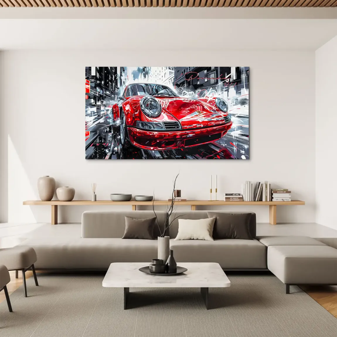 Porsche 911 Red City Aludibond Bild