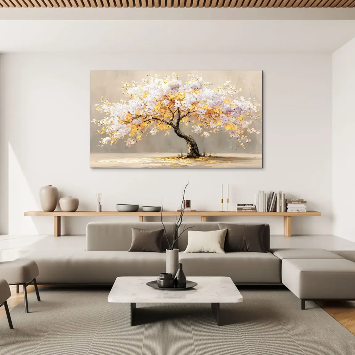 Gold Leaf Tree Art Aludibond Bild