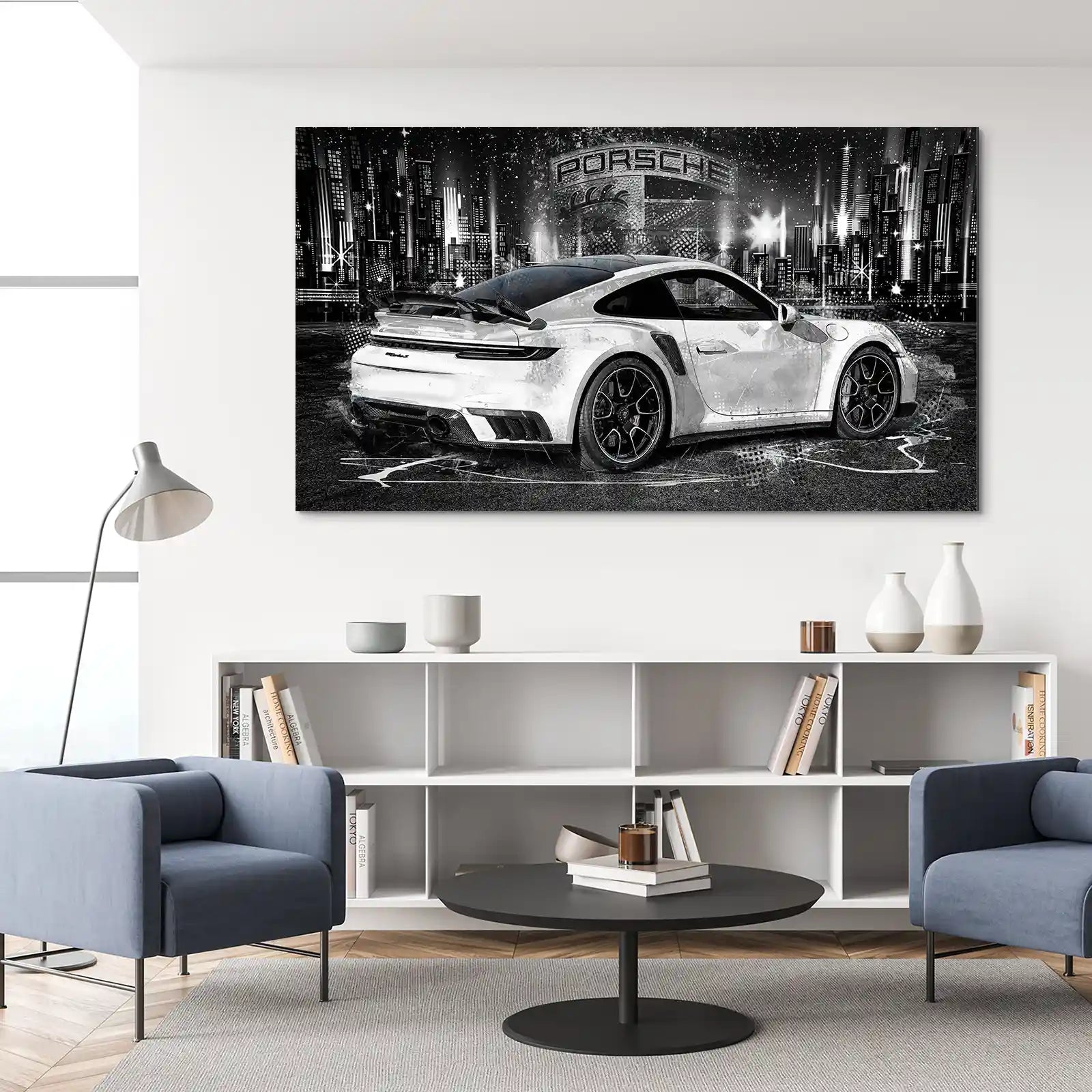 Porsche 911 Turbo Abstrakt White Aludibond Bild INGALERIE