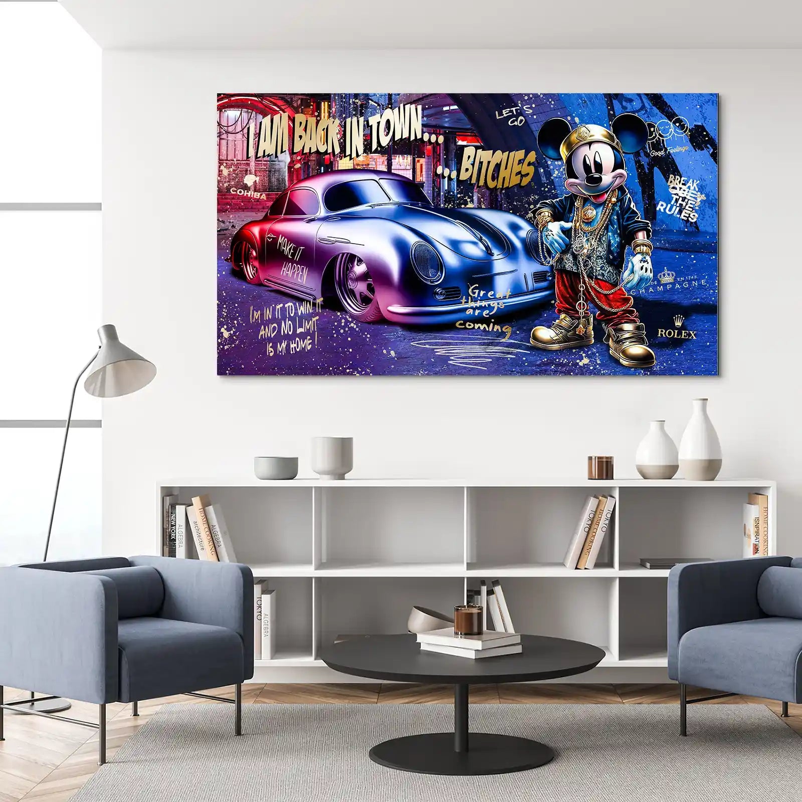 Micky Porsche 356 Pop Art Style Aludibond Bild INGALERIE