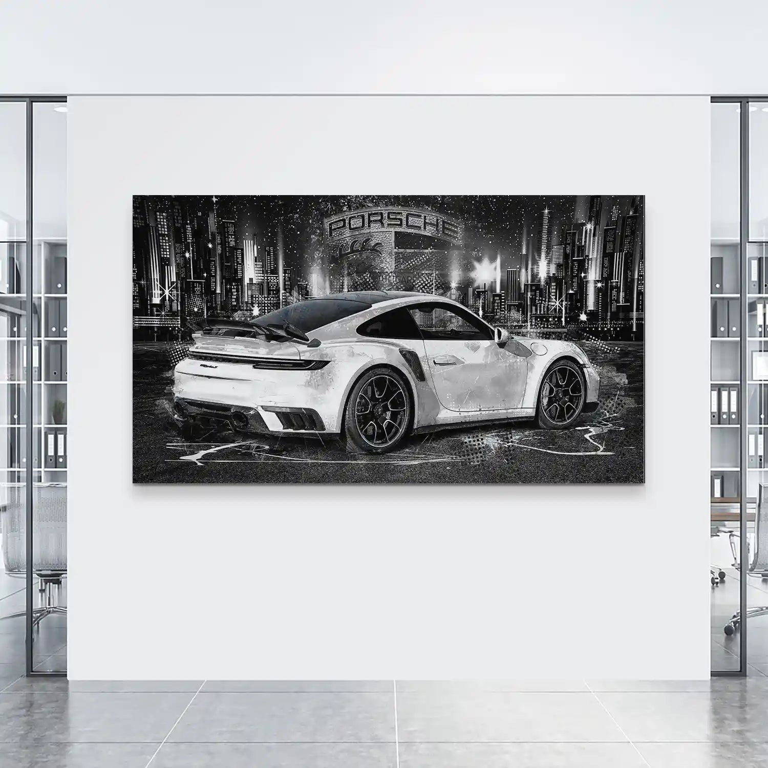 Porsche 911 Turbo Abstrakt White Aludibond Bild INGALERIE