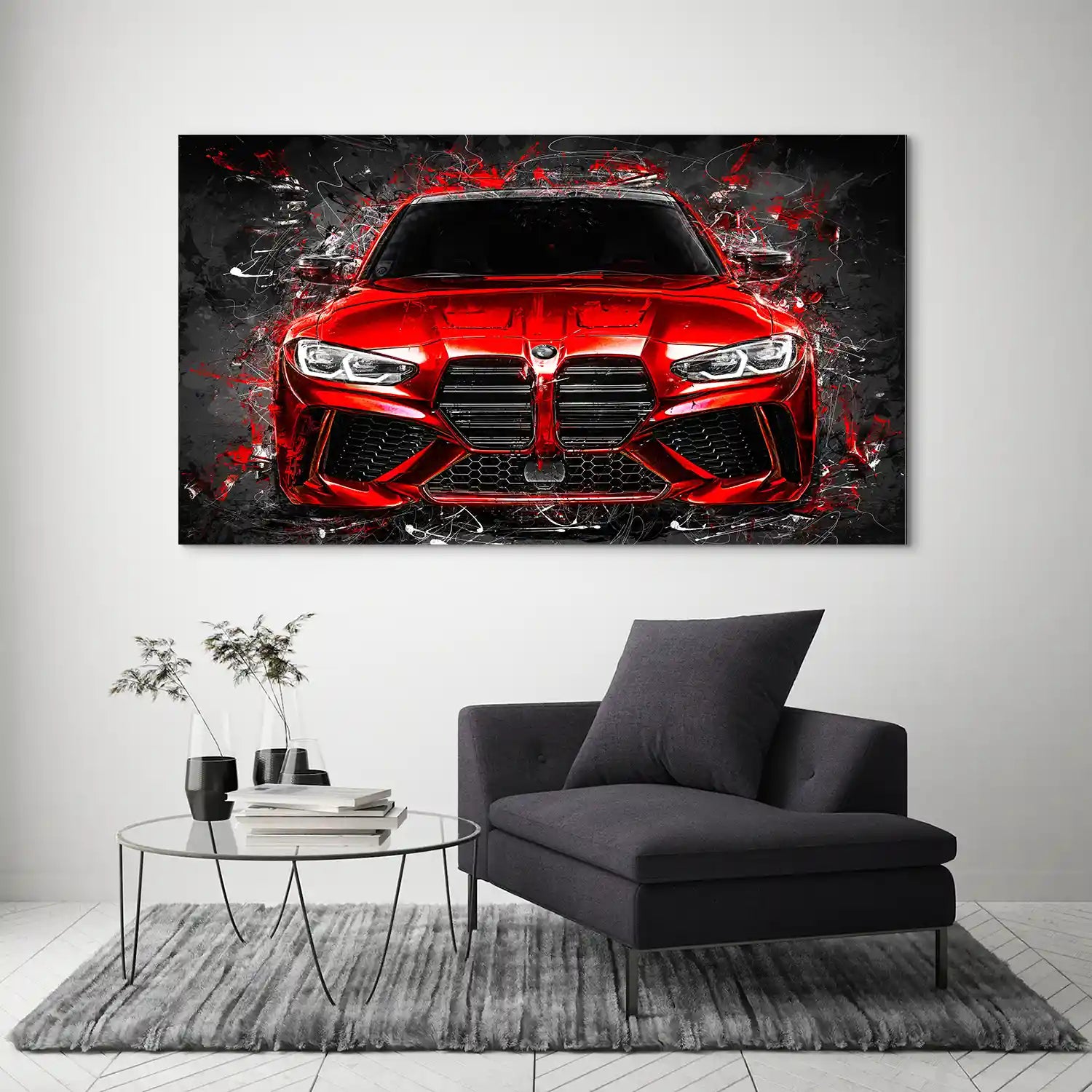 BMW M4 Abstrakt Red Style Aludibond Bild INGALERIE