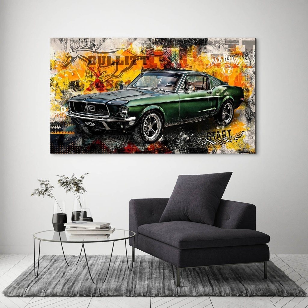 Ford Mustang Bullitt Pop Art Aludibond Bild INGALERIE