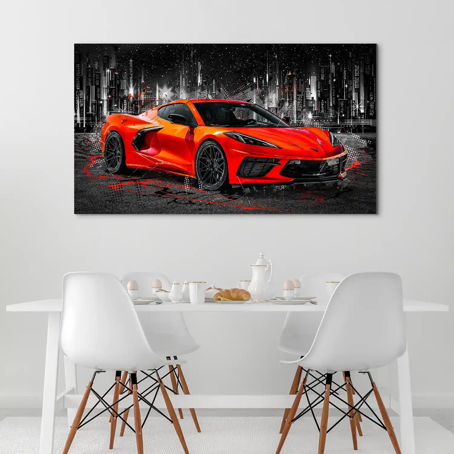 Corvette C8 Abstrakt Rot Aludibond Bild INGALERIE