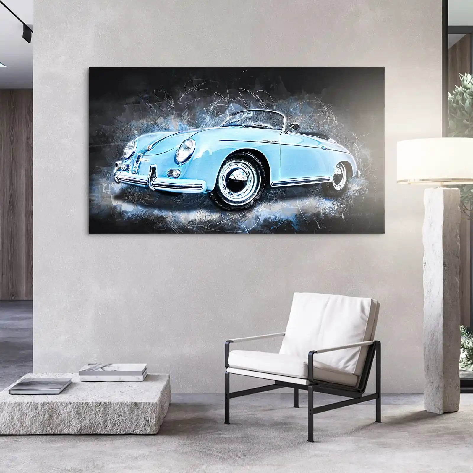 Blue Porsche Speedster Abstrakt Style Aludibond Bild INGALERIE