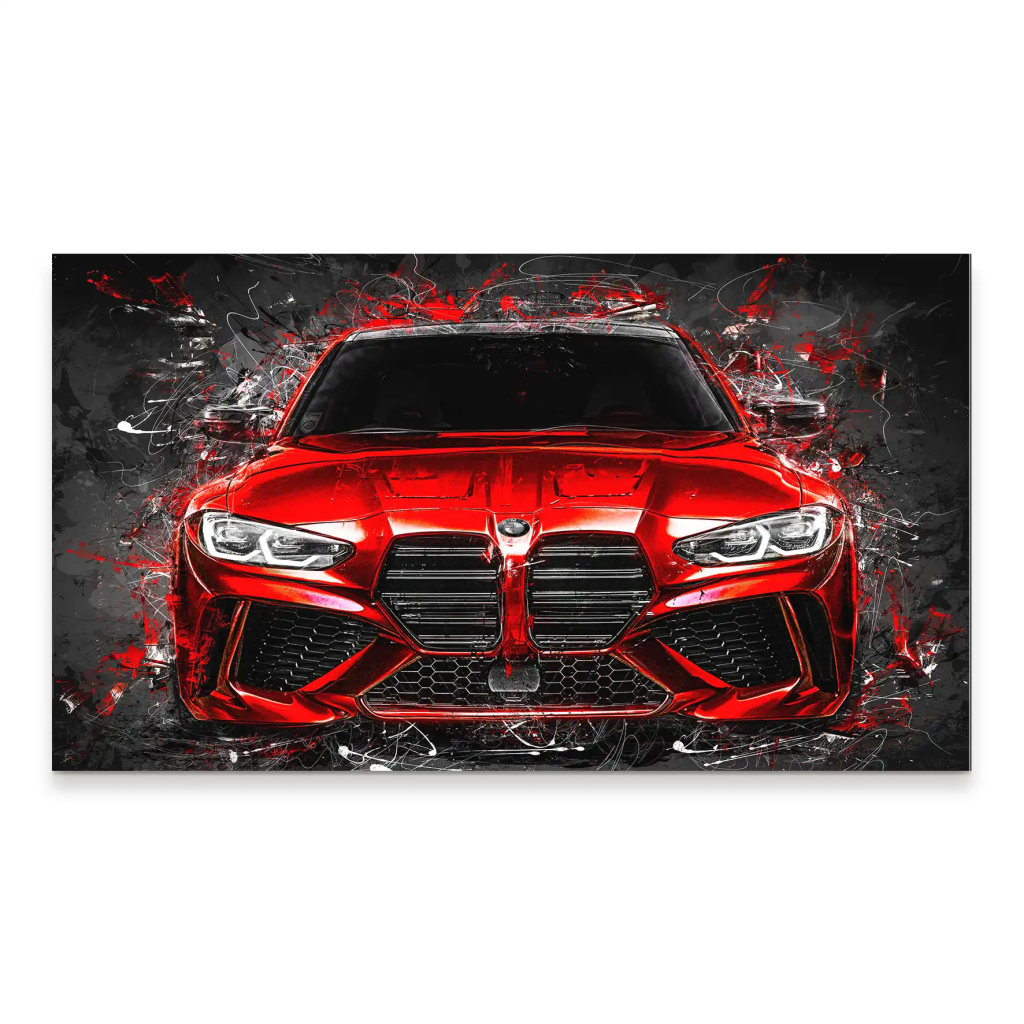 BMW M4 Abstrakt Red Style Aludibond Bild INGALERIE