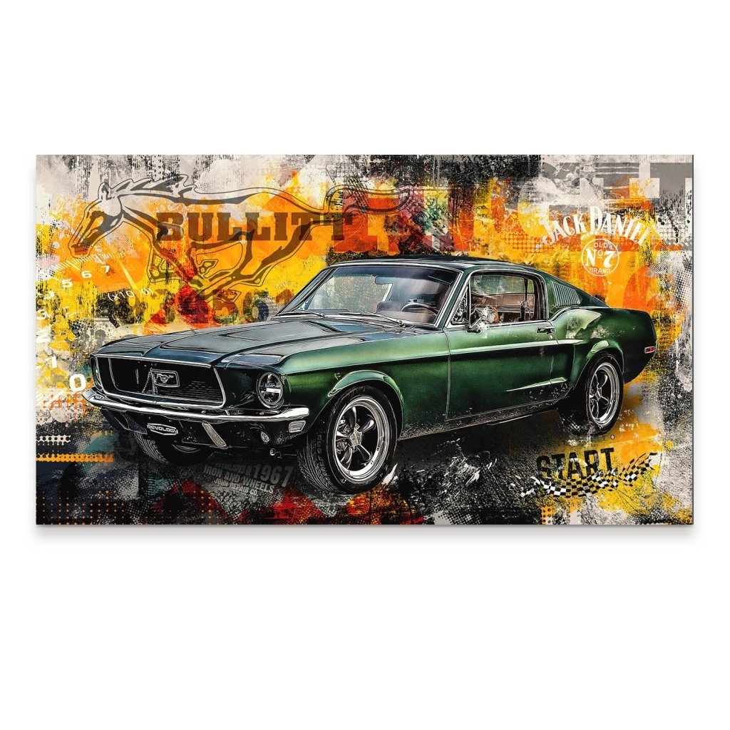 Ford Mustang Bullitt Pop Art Aludibond Bild INGALERIE