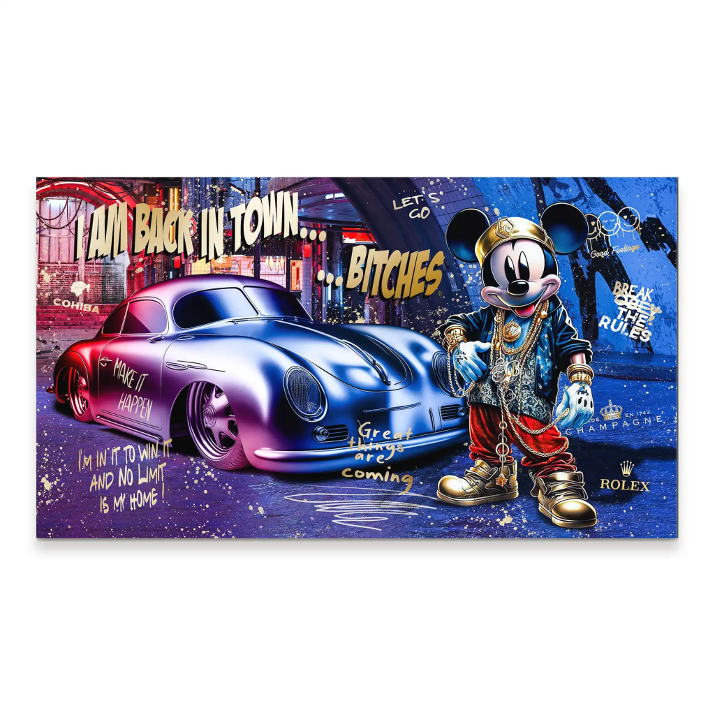 Micky Porsche 356 Pop Art Style Aludibond Bild INGALERIE