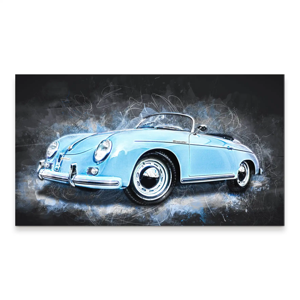 Blue Porsche Speedster Abstrakt Style Aludibond Bild INGALERIE