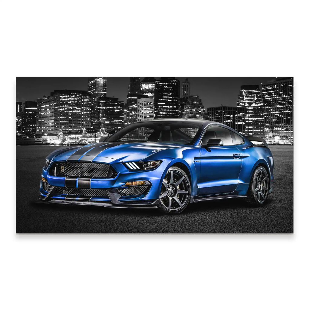 Ford Mustang Blue City Aludibond Bild INGALERIE