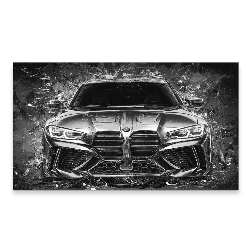 BMW M4 Abstrakt Black Style Aludibond Bild INGALERIE