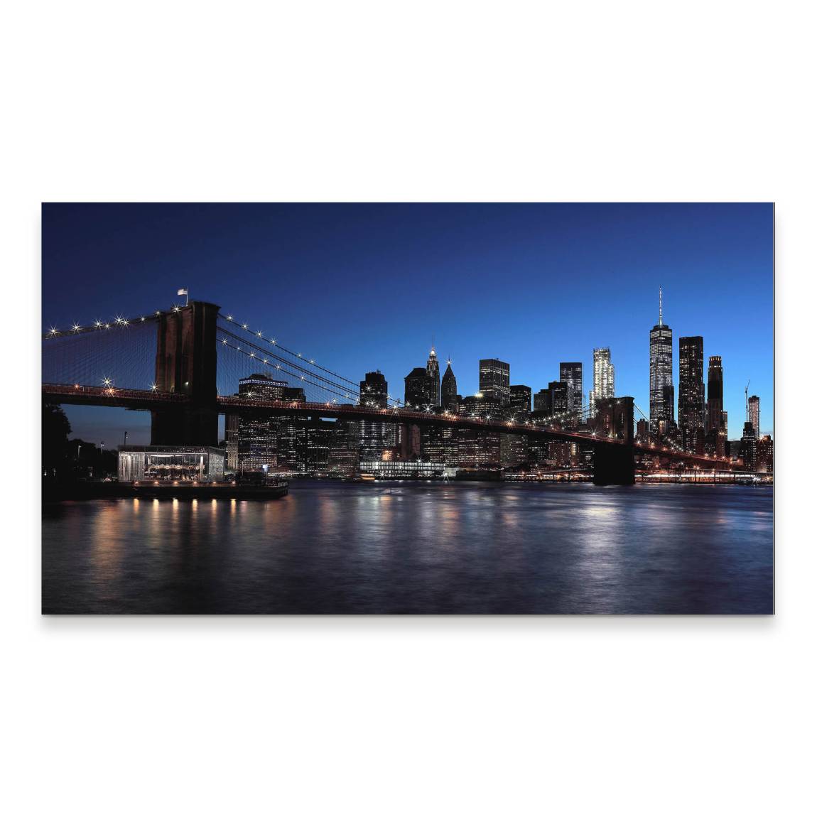 Manhatten bei Nacht Alu Dibond Wandbild