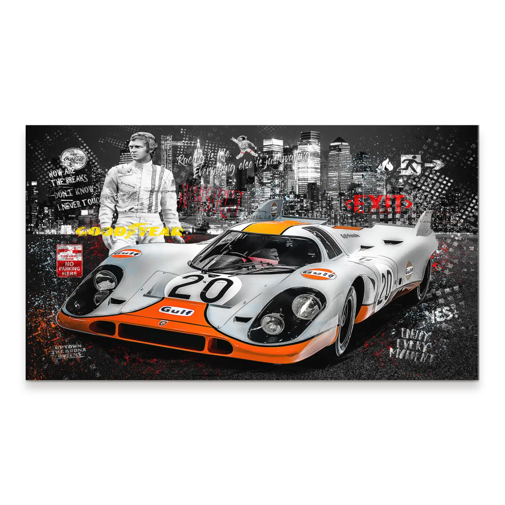 Steve McQueen Porsche 917 Black Style Aludibond Bild INGALERIE