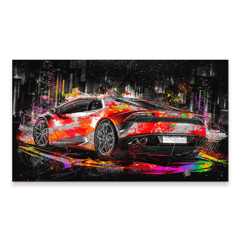 Lambo Huracan Pop Art Style Aludibond Bild INGALERIE