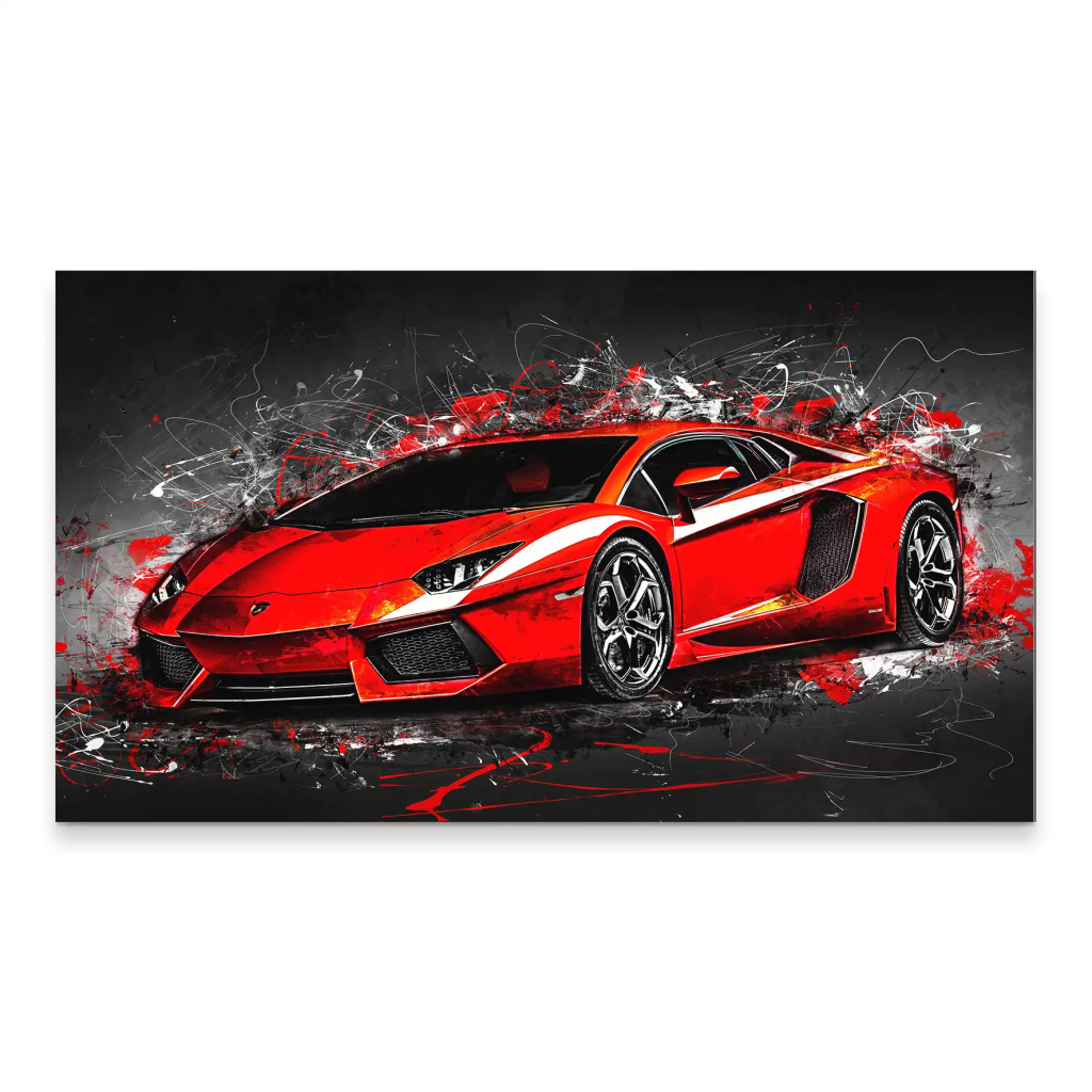 Lambo Aventador Abstrakt Rot Aludibond Bild INGALERIE