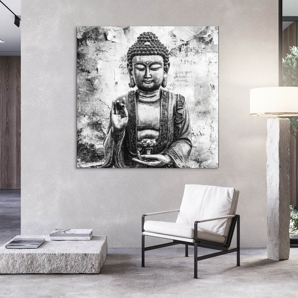 Buddha Abstrakt Black & White AluDibond Bild INGALERIE