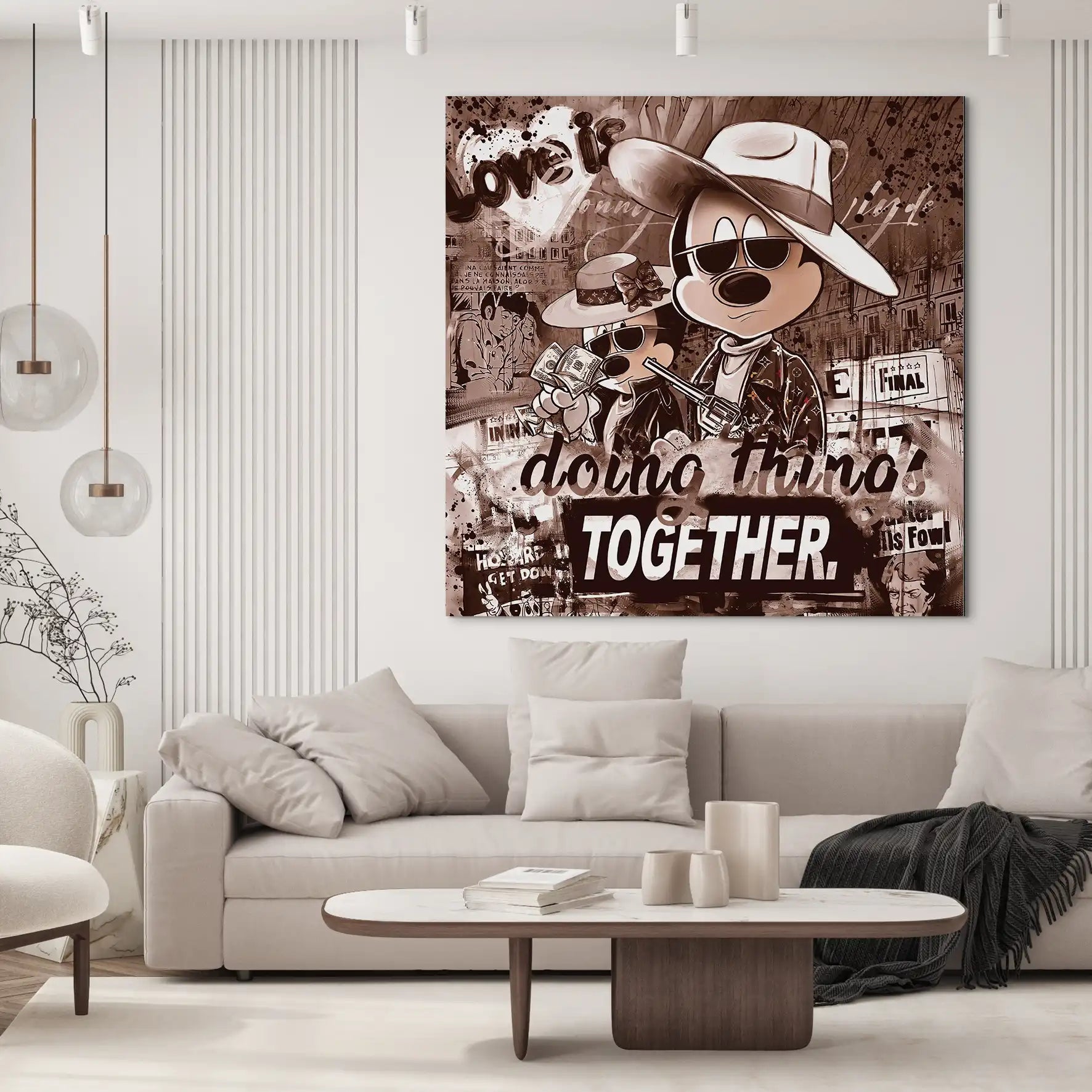 Micky & Minnie Gangster Retro Style AluDibond Bild INGALERIE