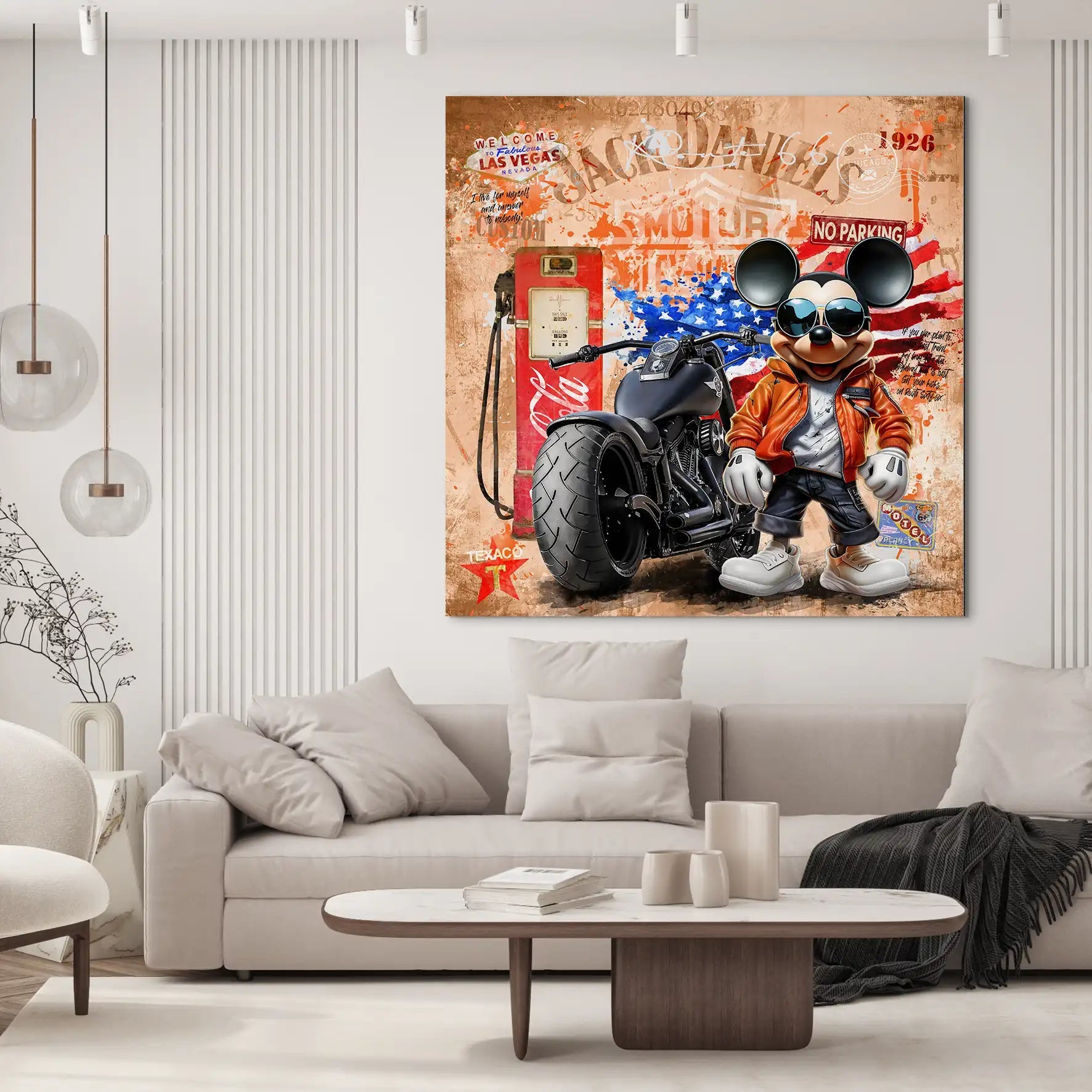 Harley Micky Maus Pop Art Nr.2 AluDibond Bild INGALERIE