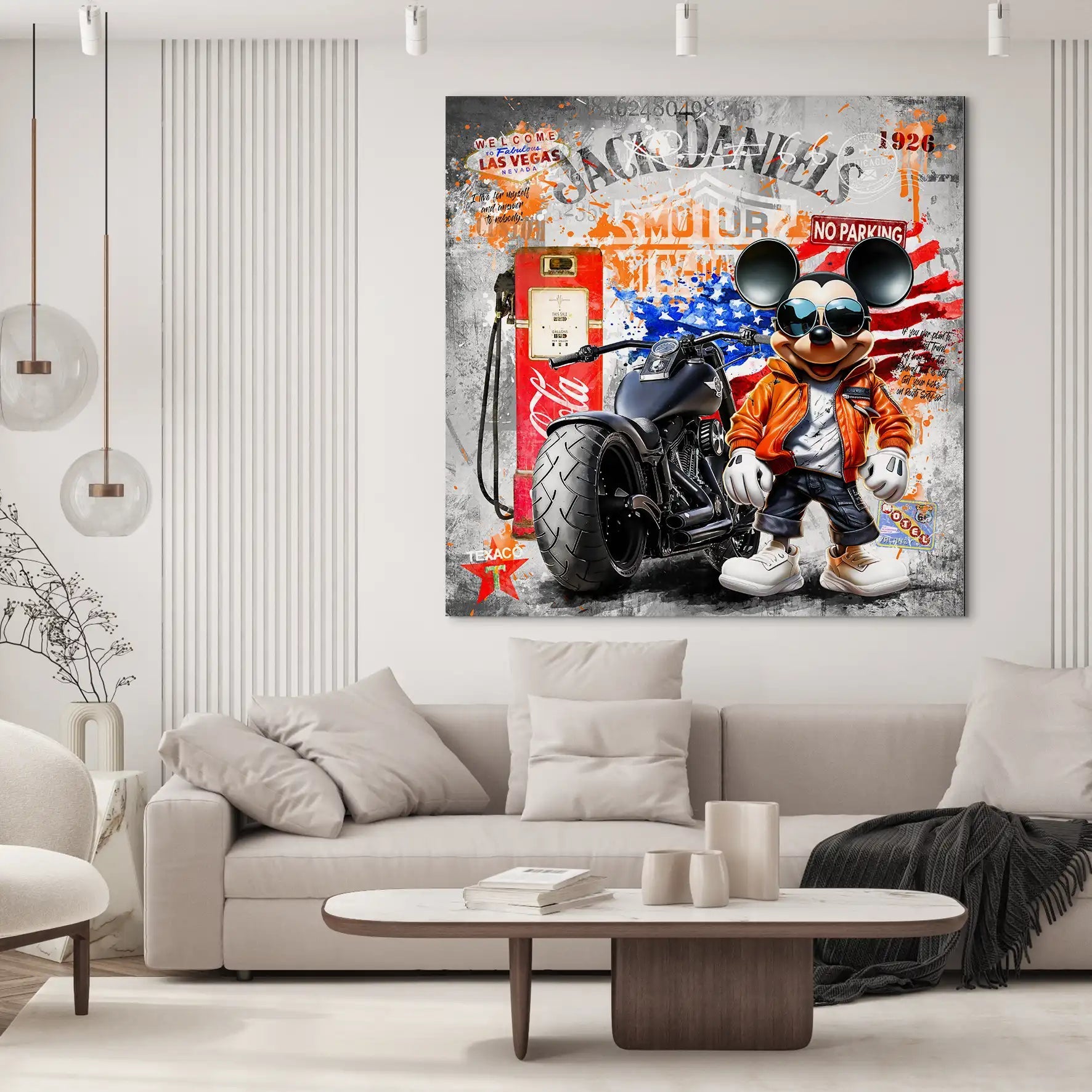 Harley Micky Maus Pop Art AluDibond Bild INGALERIE