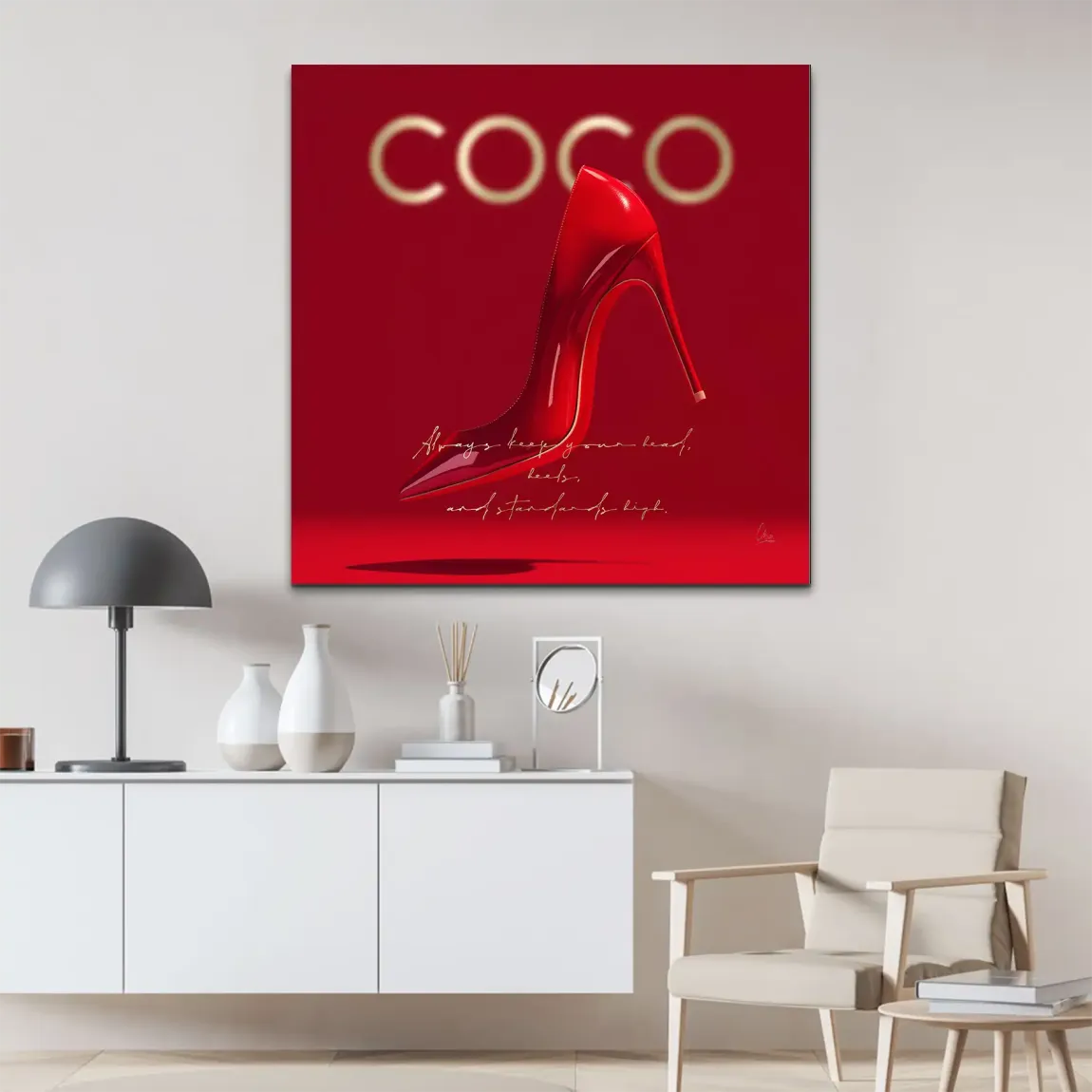 Red Coco Heels Alu Dibond Bild