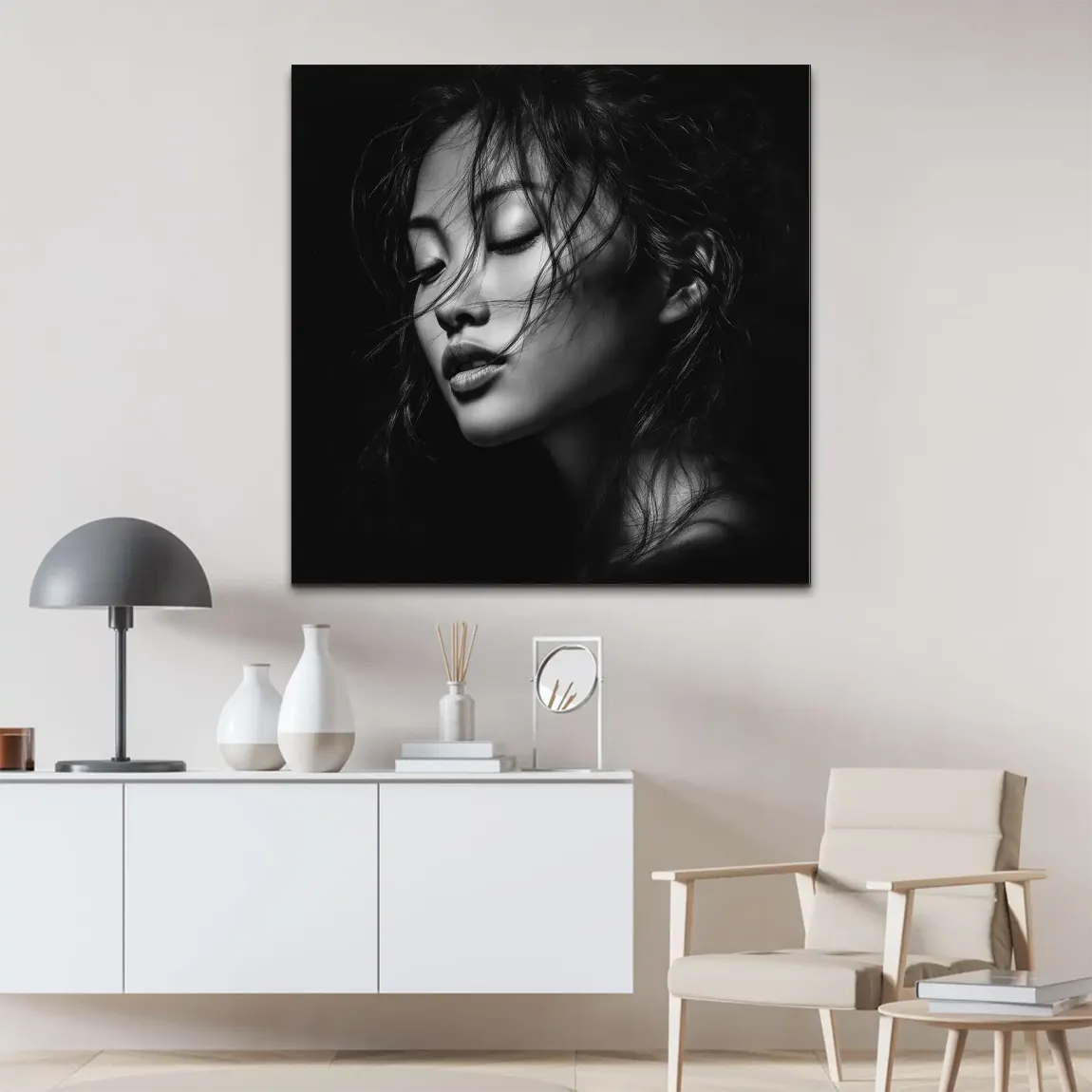 Asian Noir Portrait Alu Dibond Bild