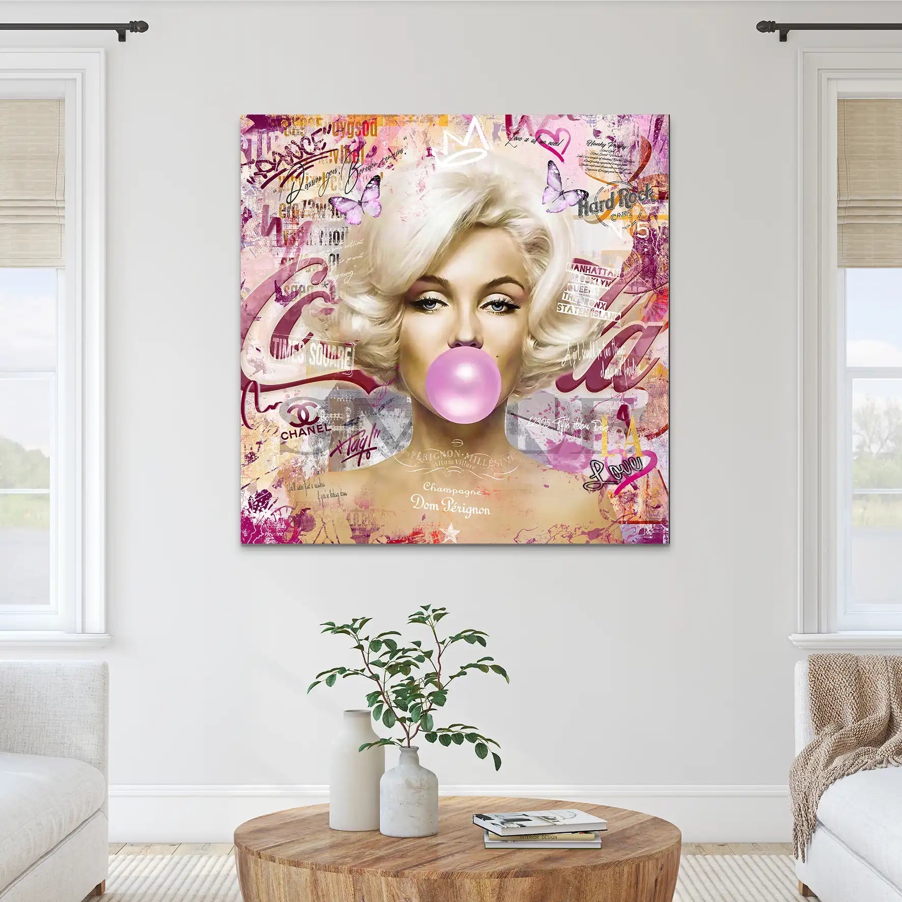 Marilyn Monroe Bubble Gum Pop Art AluDibond Bild INGALERIE