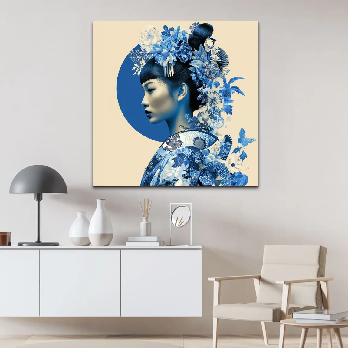 Blue Lotus Geisha Alu Dibond Bild