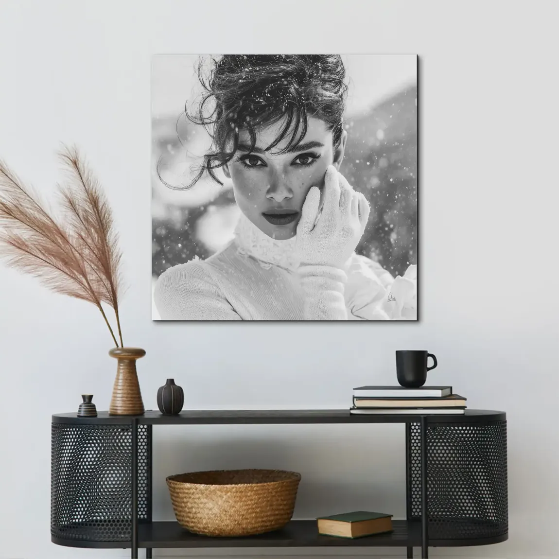 Audrey Hepburn Snow Portrait Alu Dibond Bild