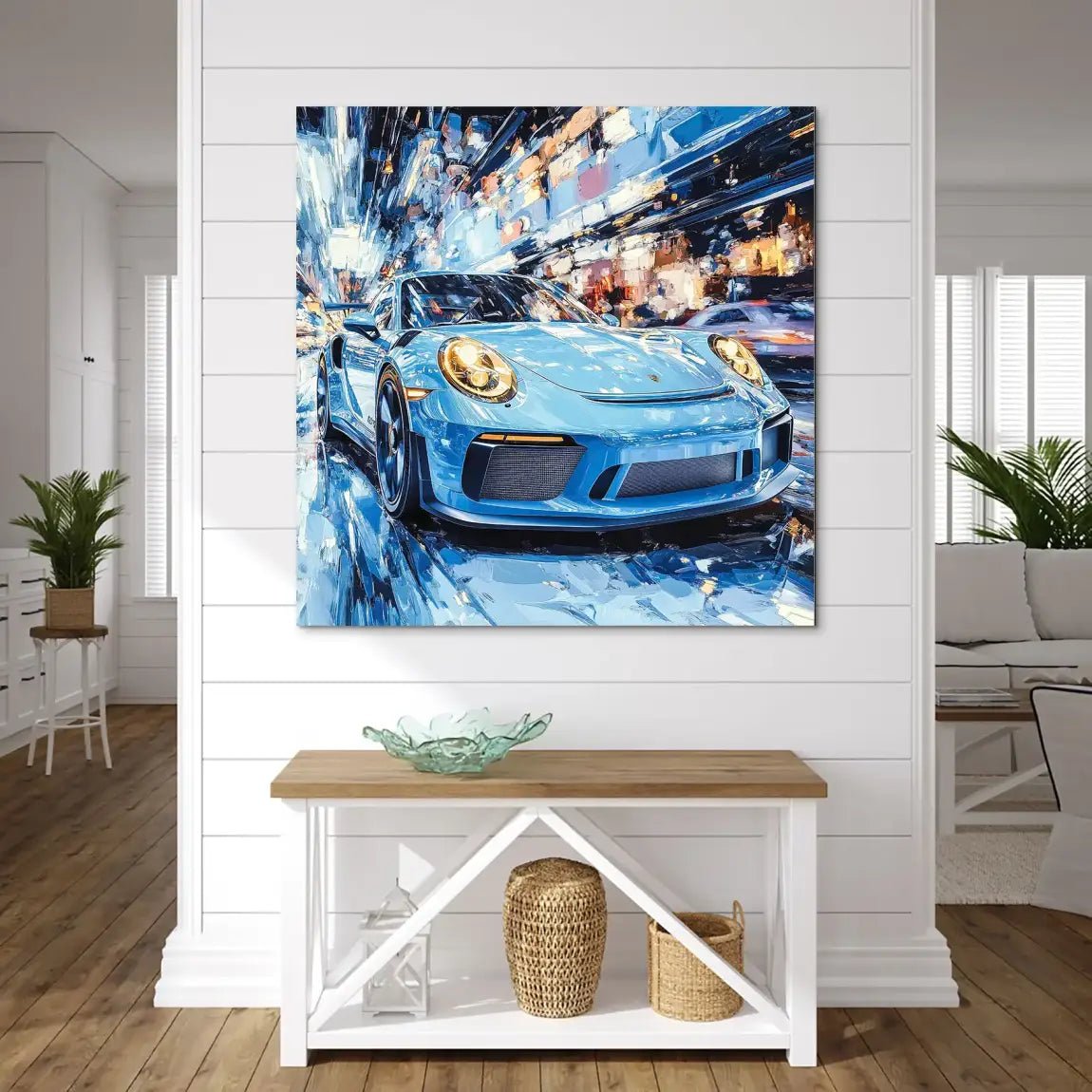 Porsche 911 Abstrakt Blue Alu Dibond Bild INGALERIE