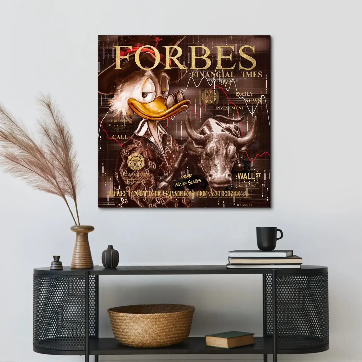 Dagobert Duck Wallstreet Vintage Alu Dibond Bild