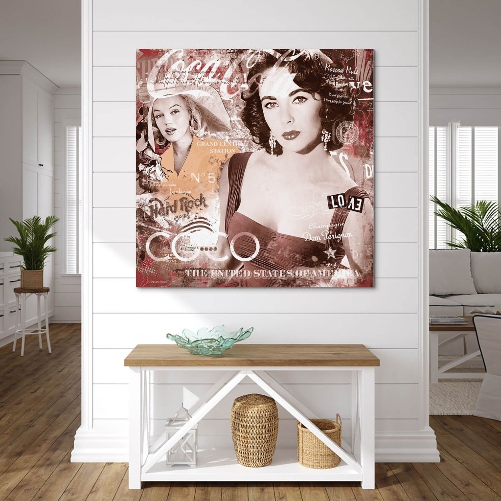 Marilyn & Liz Pop Art Retro Style AluDibond Bild INGALERIE