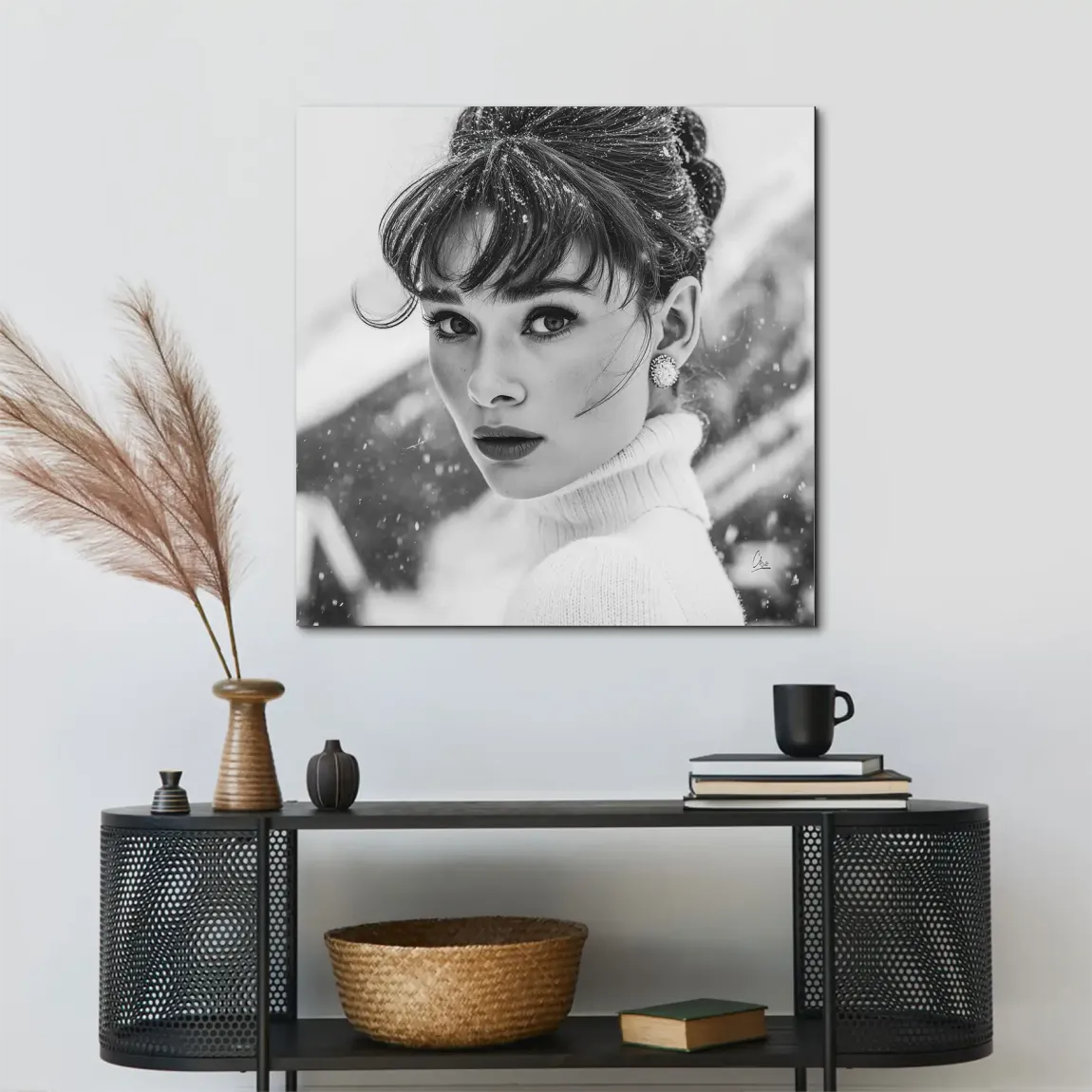 Audrey Hepburn Winter Portrait Alu Dibond Bild