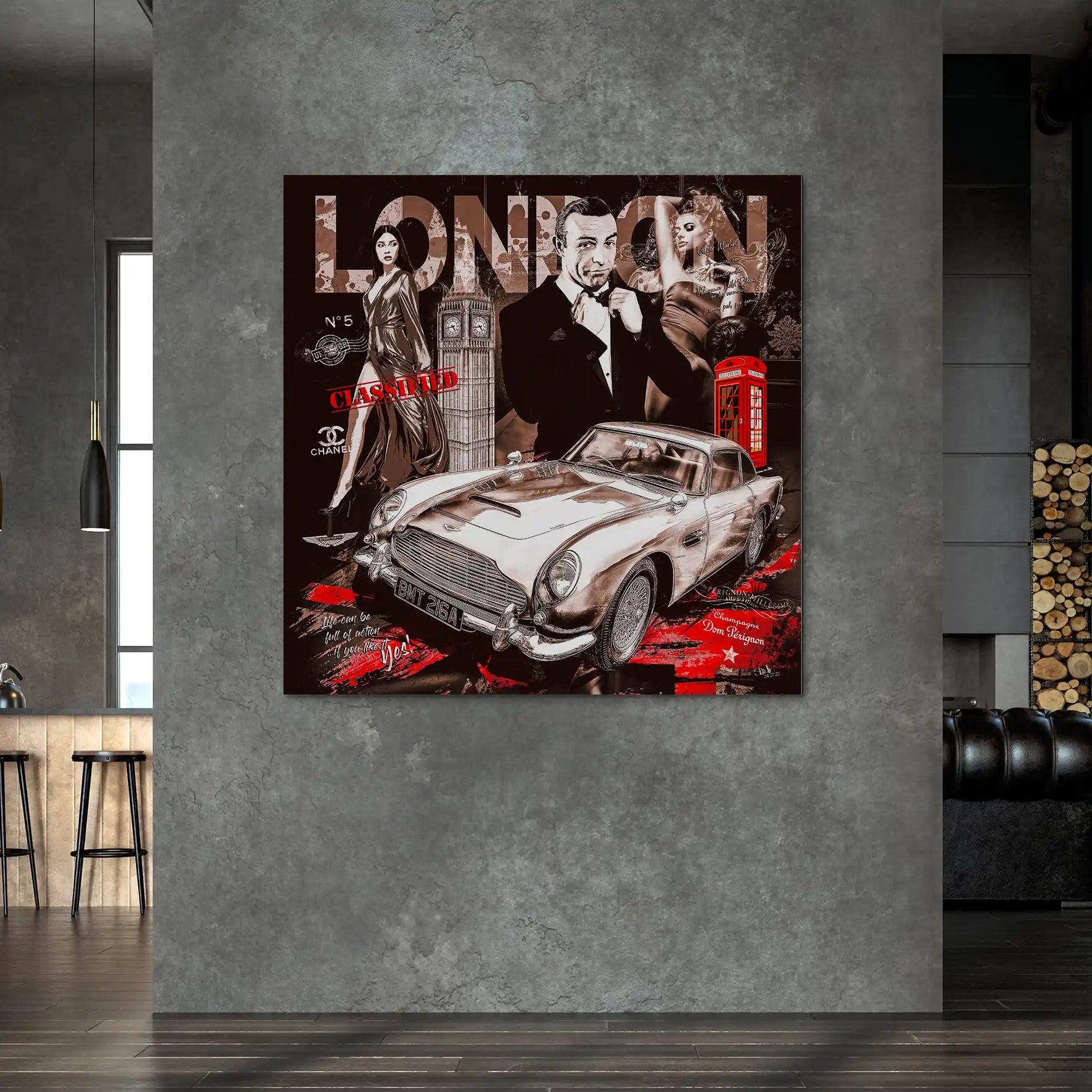 James Bond Vintage Connery Style AluDibond Bild INGALERIE