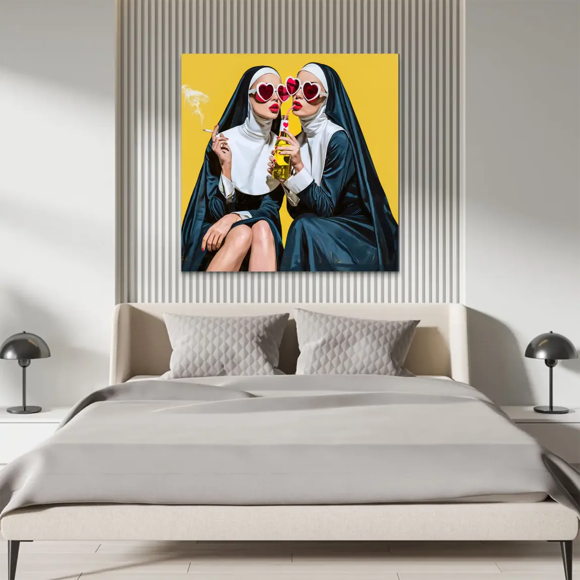 Nonnen Popart Alu Dibond Wandbild