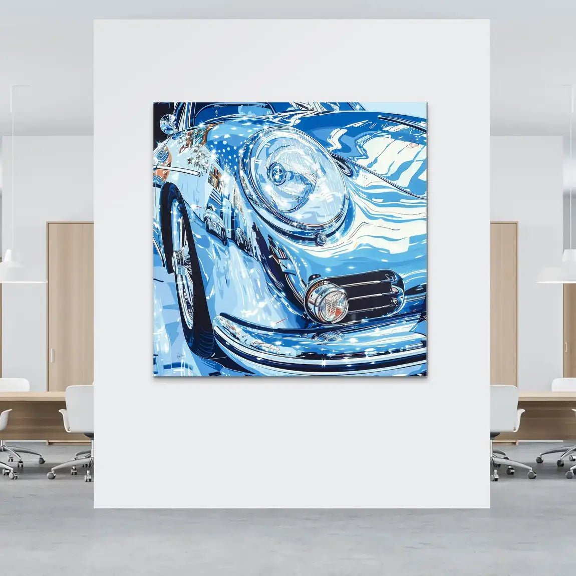 Porsche 356 Abstrakt Blue Alu Dibond Bild INGALERIE