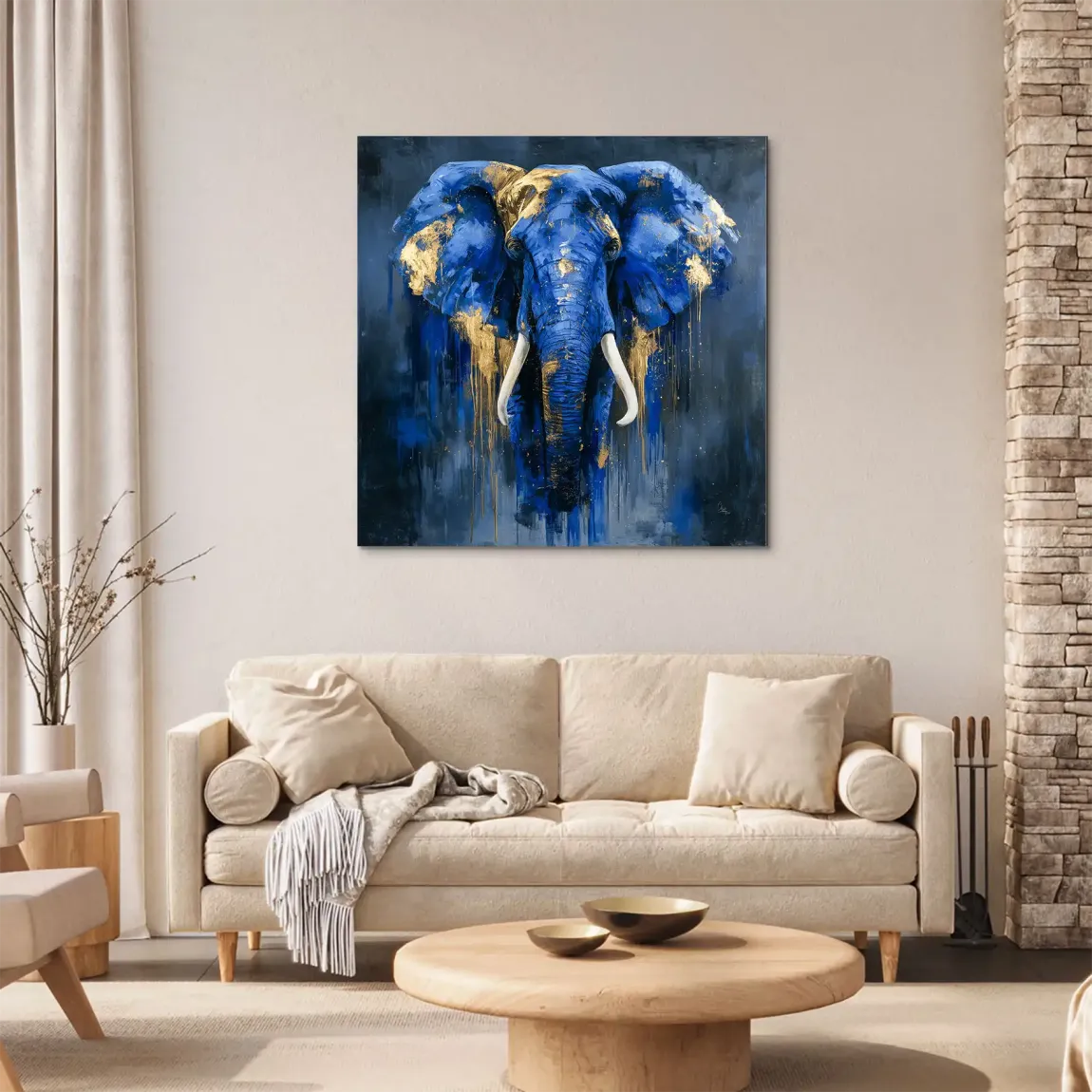 Blauer Elefant Abstrakt Alu Dibond Wandbild