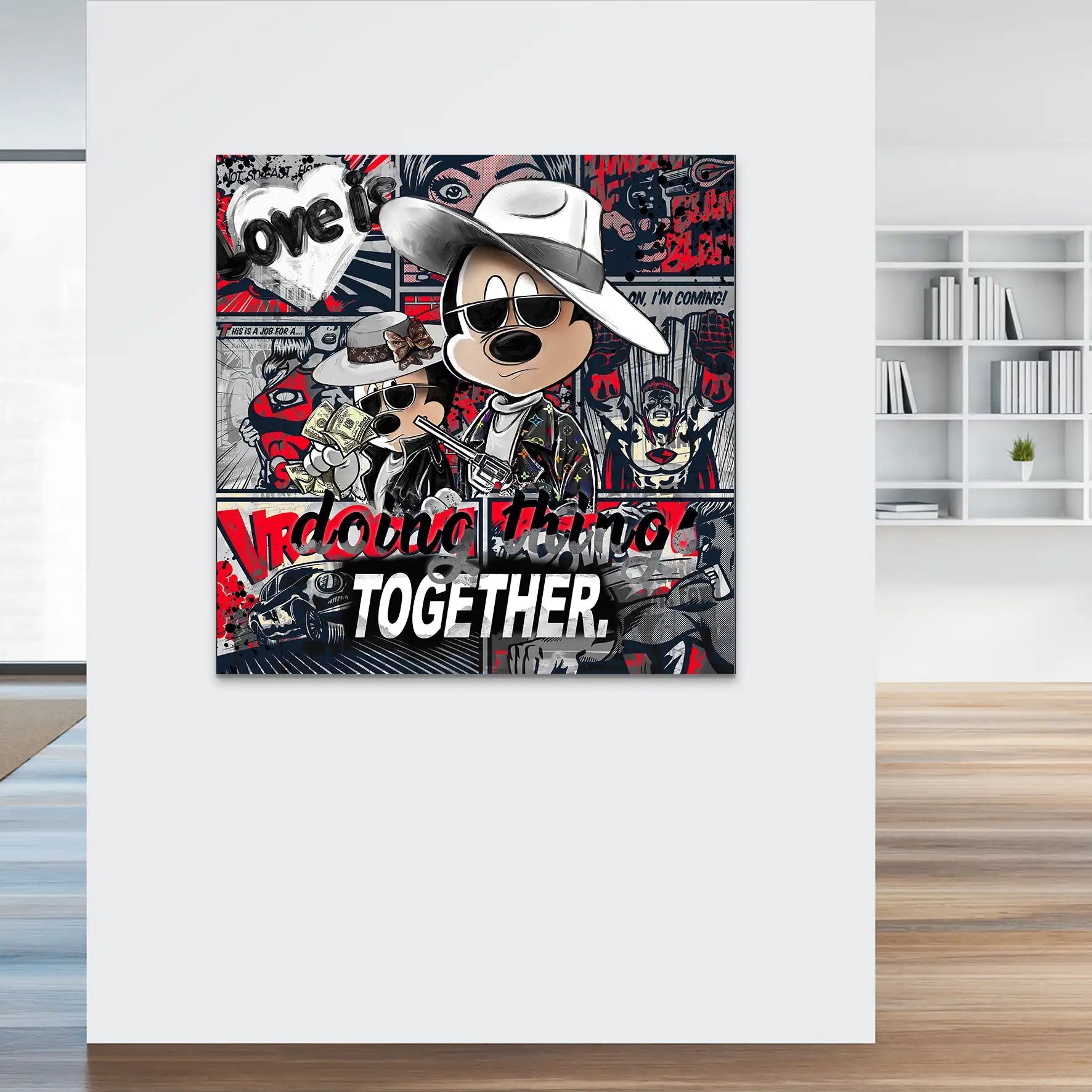 Micky & Minnie Gangster Style AluDibond Bild INGALERIE