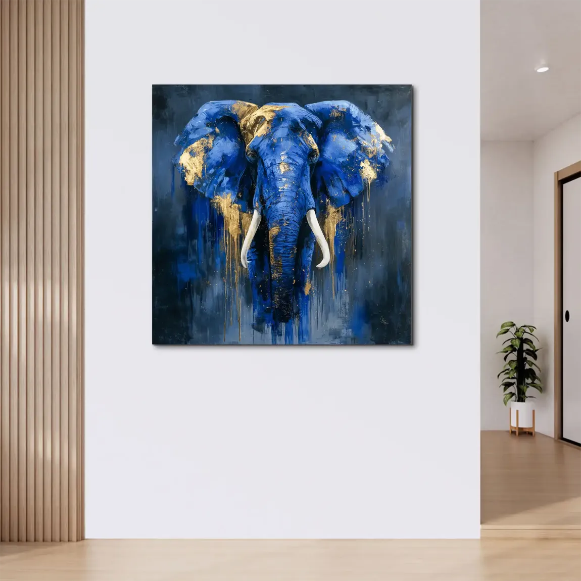 Blauer Elefant Abstrakt Alu Dibond Wandbild