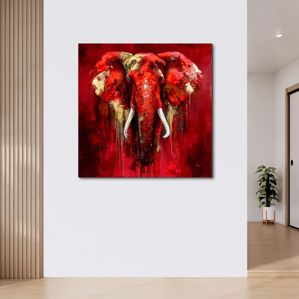 Roter Elefant Alu Dibond Wandbild