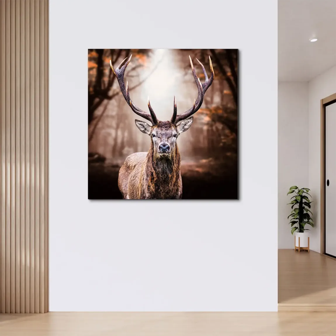 Hirsch Herbstkrone Alu Dibond Wandbild