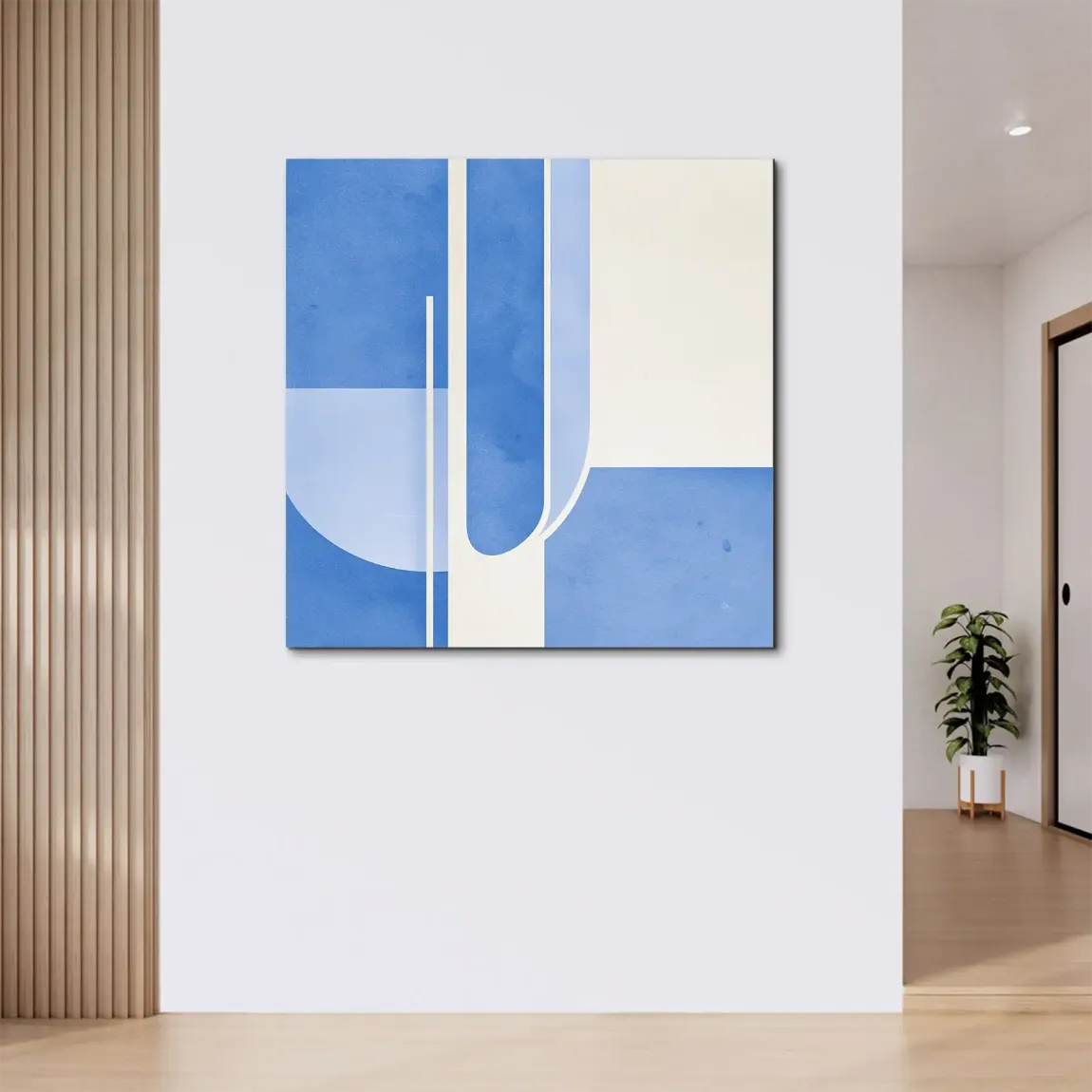 Blaue Geometrie Alu Dibond Wandbild