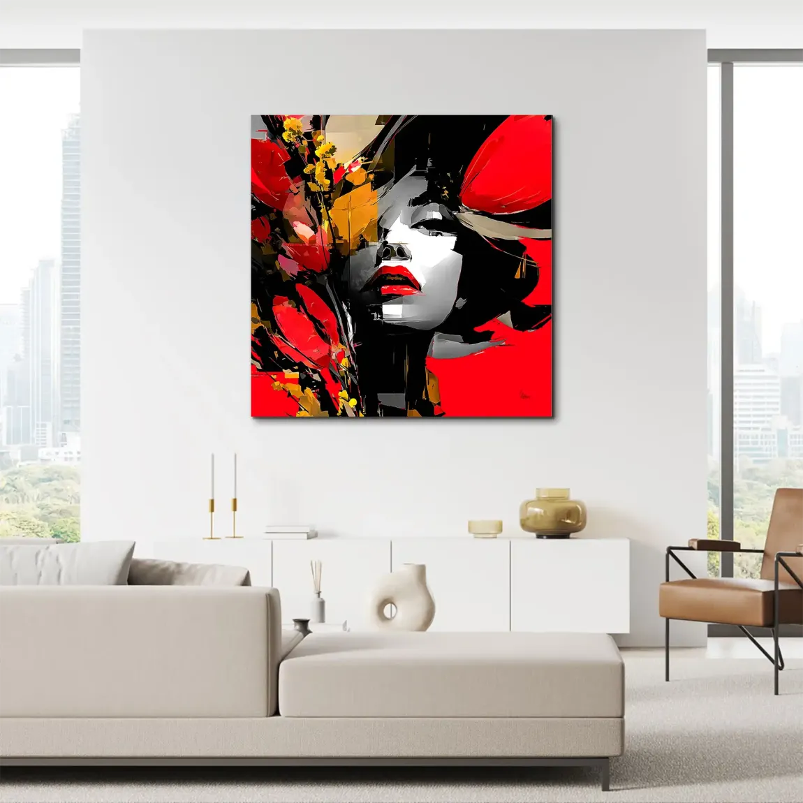 Rouge Abstrakt Alu Dibond Wandbild