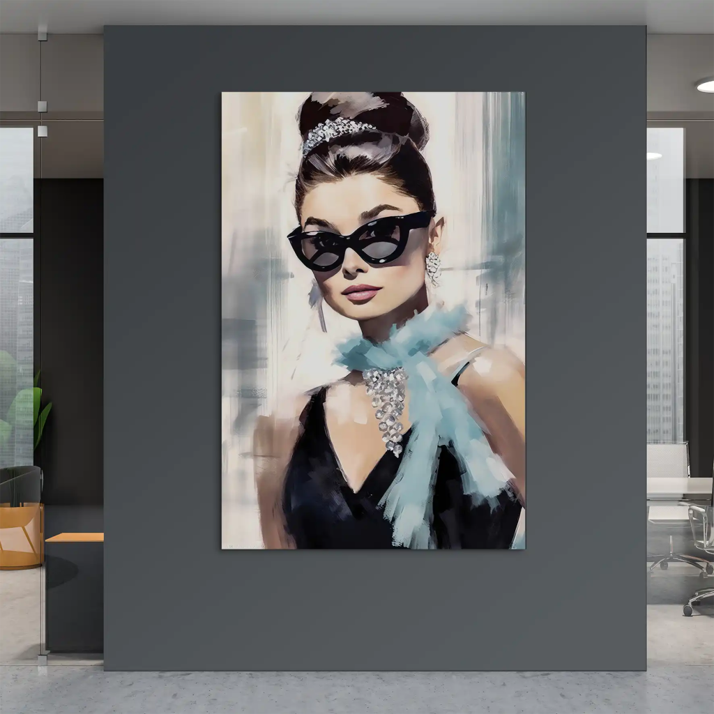 Audrey Hepburn Tiffany Style AluDibond Bild INGALERIE