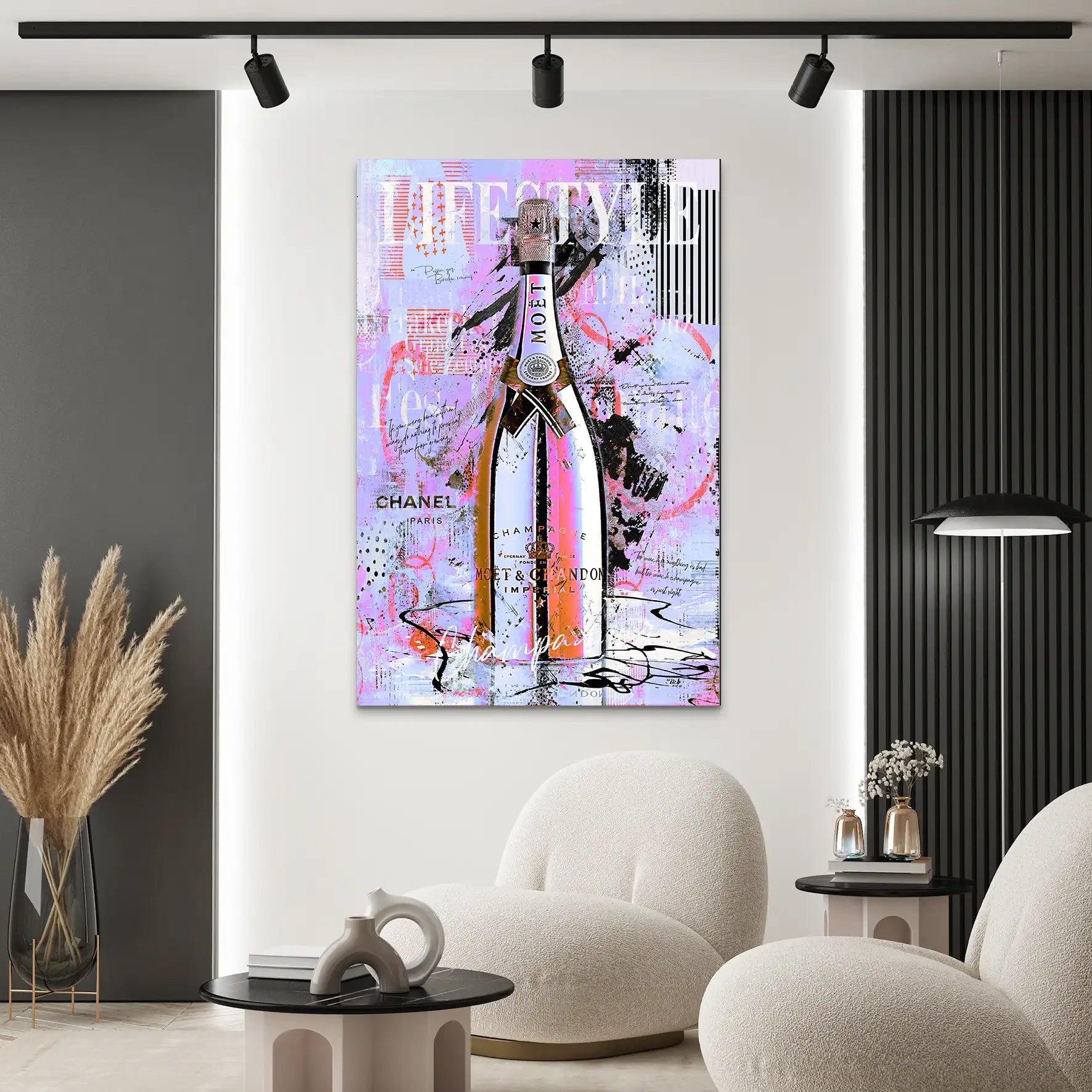 Champagner Pop Art AluDibond Bild INGALERIE