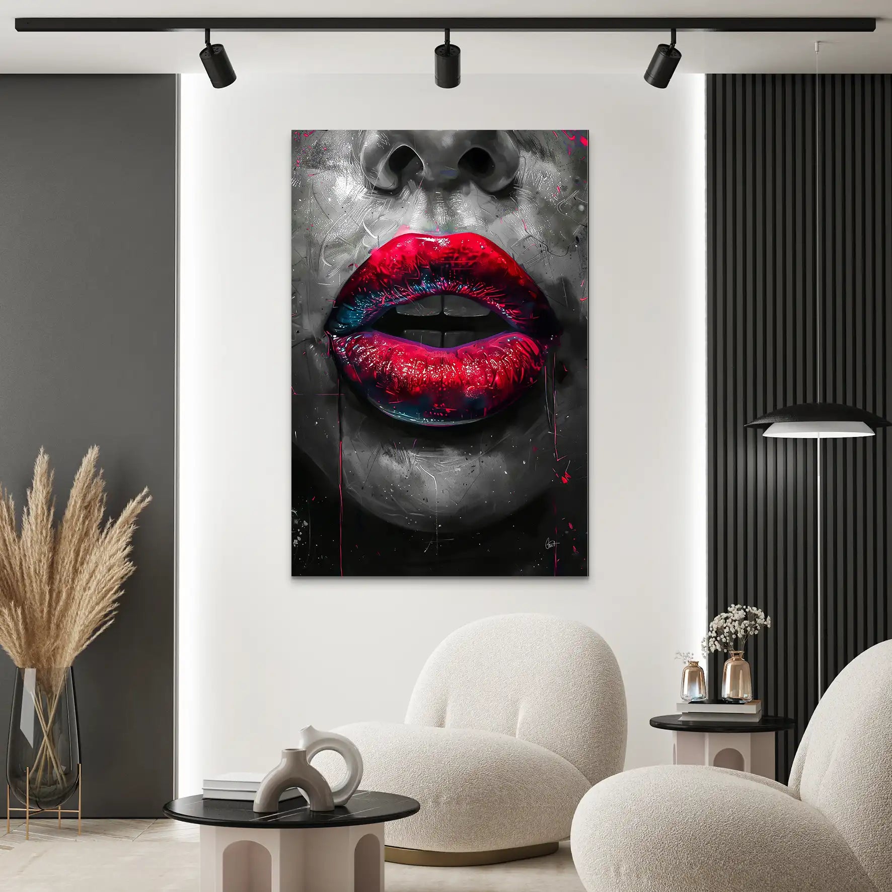 Abstrakt Red Lips AluDibond Bild INGALERIE