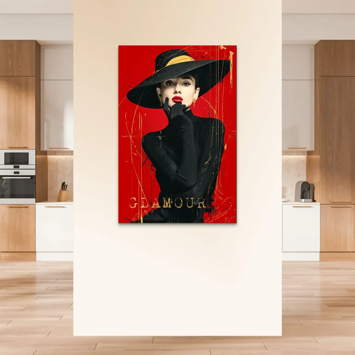 Audrey Hepburn Red Glamour Alu Dibond Bild