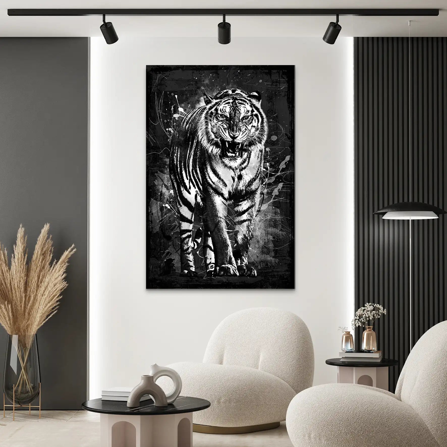 Tiger Abstrakt Black AluDibond Bild INGALERIE