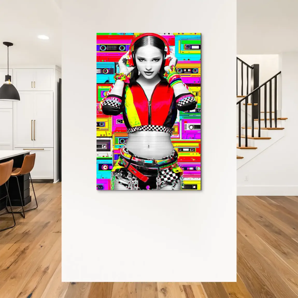 Retro DJ Girl Alu Dibond Bild