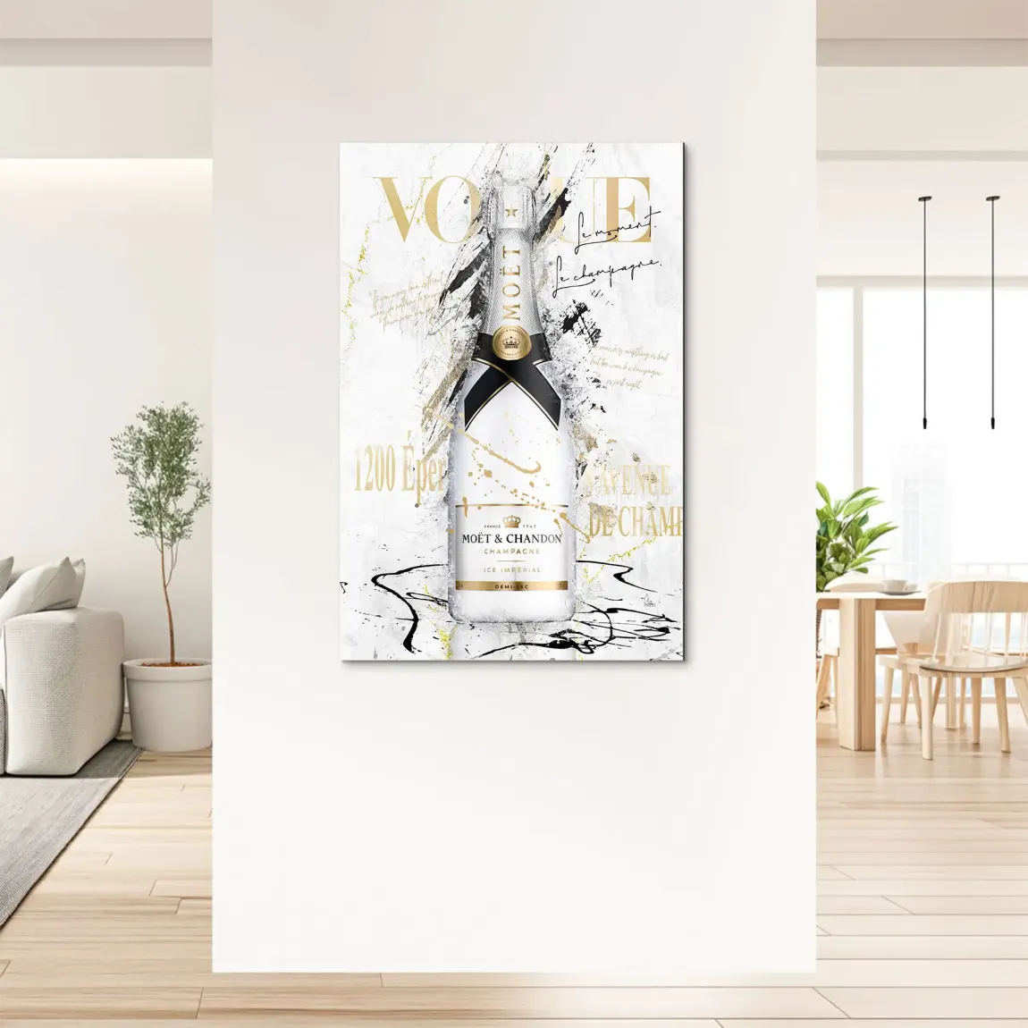 Champagner Art Alu Dibond Wandbild