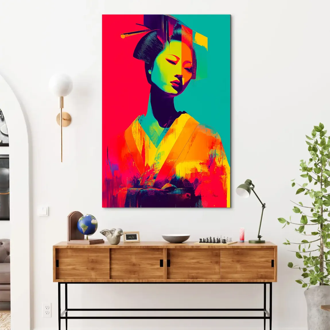 Geisha Pop Art Alu Dibond Bild